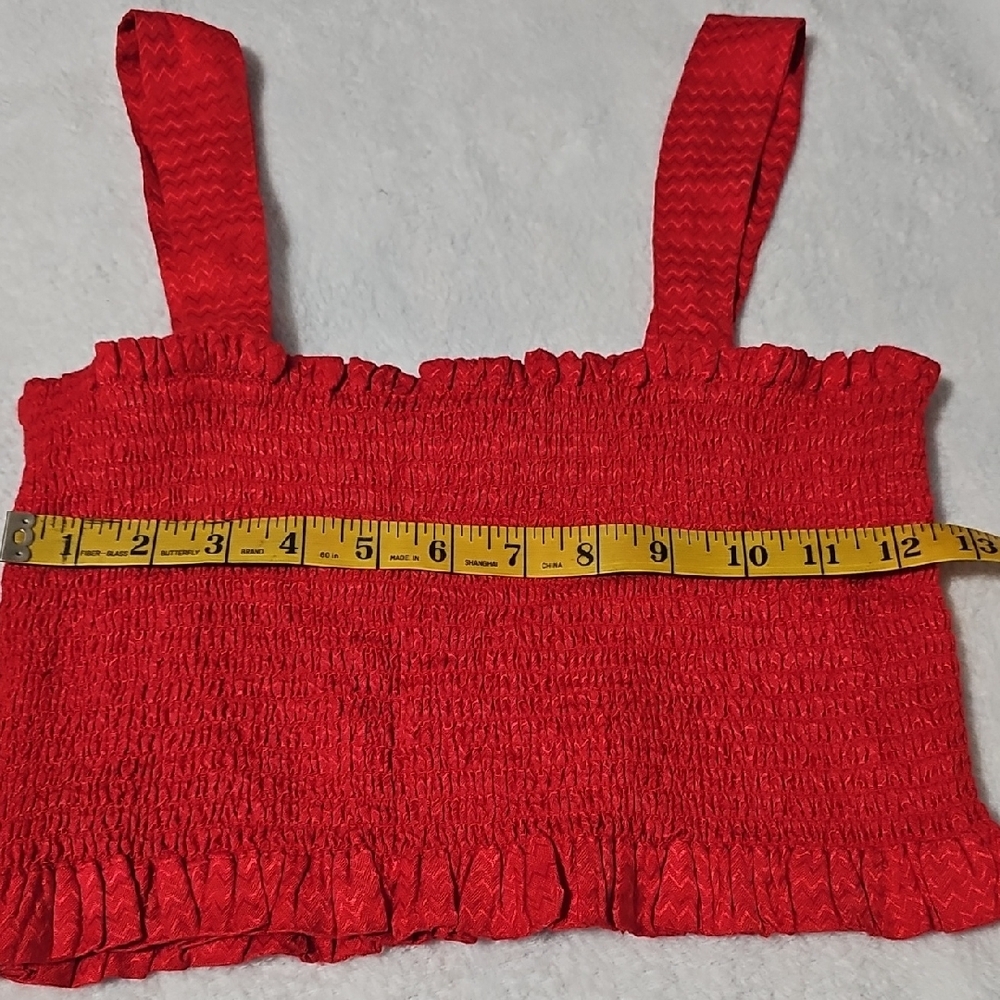 Bop Bop Red Smocked Crop Top - Picture 8 of 9
